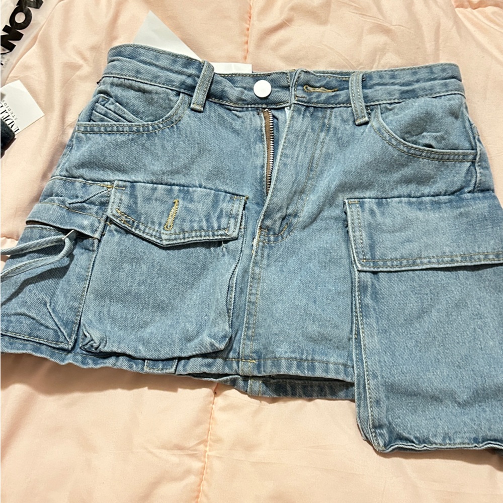 Jean cargo skort